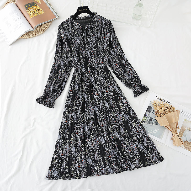 The new waist is slim, French retro forest chiffon long skirt  4837