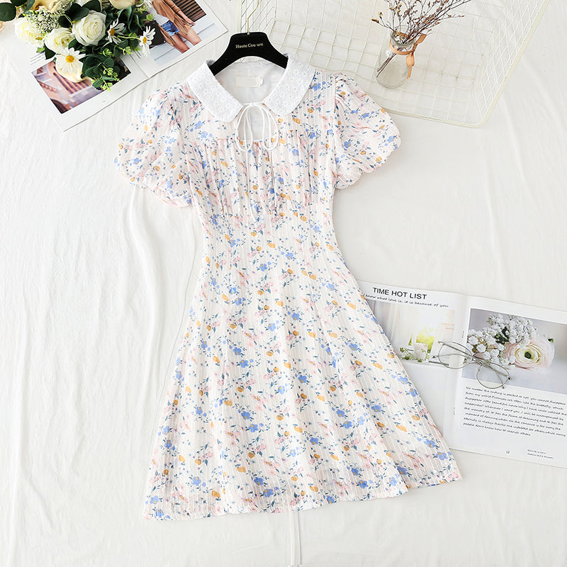 French first love waist closing temperament broken flower fairy small skirt  4906