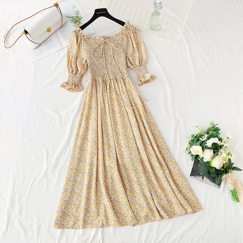 New women's Chiffon Ruffle lace up first love floral dress  4861