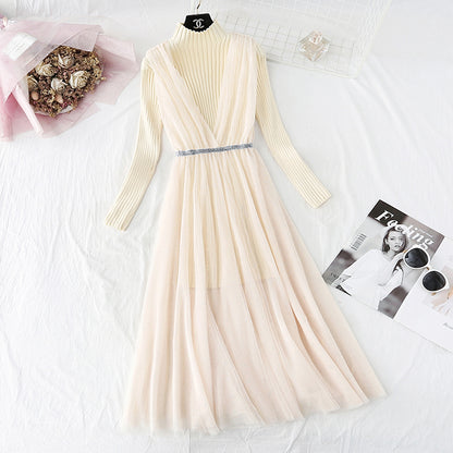 New sweater over knee mesh celebrity small fragrance suit long skirt  4766