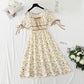 Small fresh lace up sweet dress broken flower skirt looks thin  4865