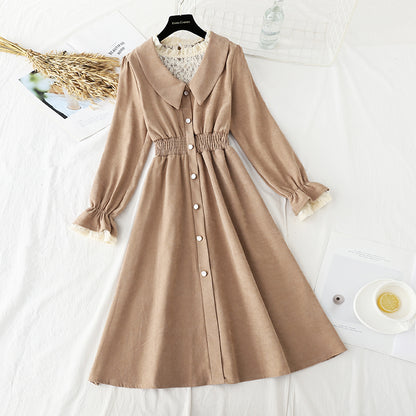 New French elegant lace stitching high waist slim temperament A-shaped skirt  4780