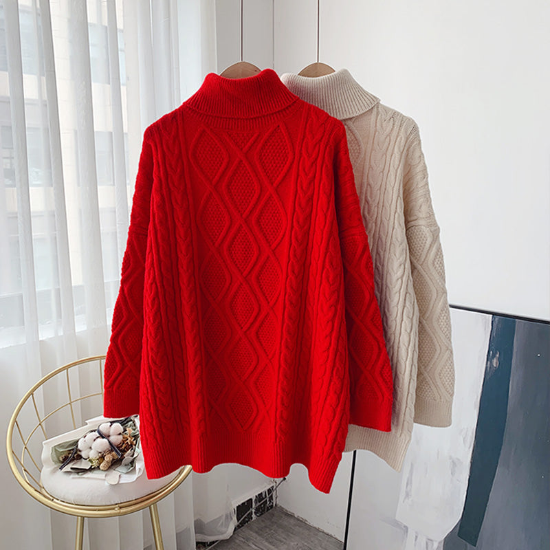 Wear a lazy Korean jacket outside the twist turtleneck sweater  4954