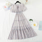 Gentle wind floral dress sweet fairy skirt bubble sleeve A-line skirt  4894