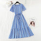 New dress Daisy stripe waist closing slim French minority dress  4645