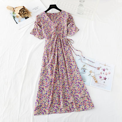 New gentle wind, slim waist, French Vintage Chiffon Skirt  4599