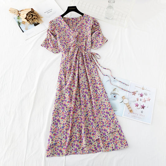 New gentle wind, slim waist, French Vintage Chiffon Skirt  4599