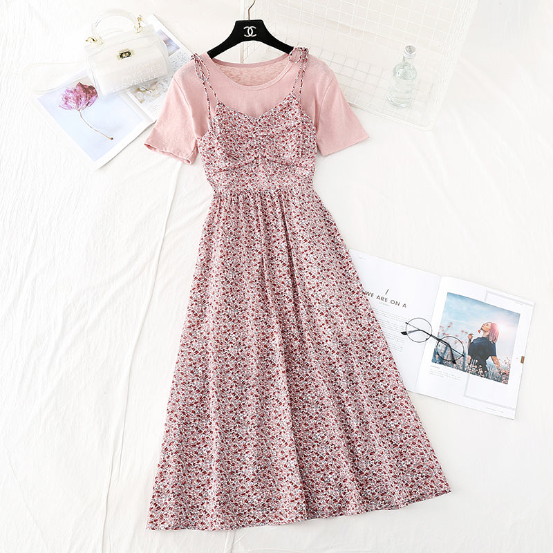 Kleines frisches süßes Strapskleid mit zerbrochenen Blumen 4587