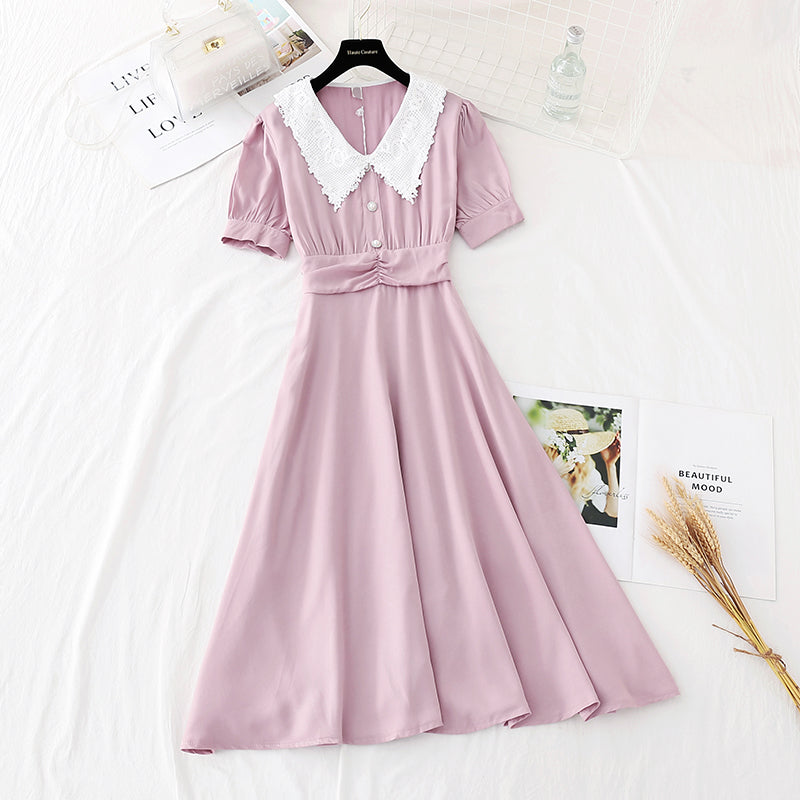 La nouvelle taille rétro française montre un tempérament mince, une déesse fan Fairy Dress 4611