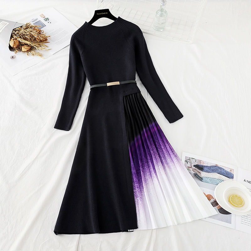 The new waist closing wool dress is over the knee  4769