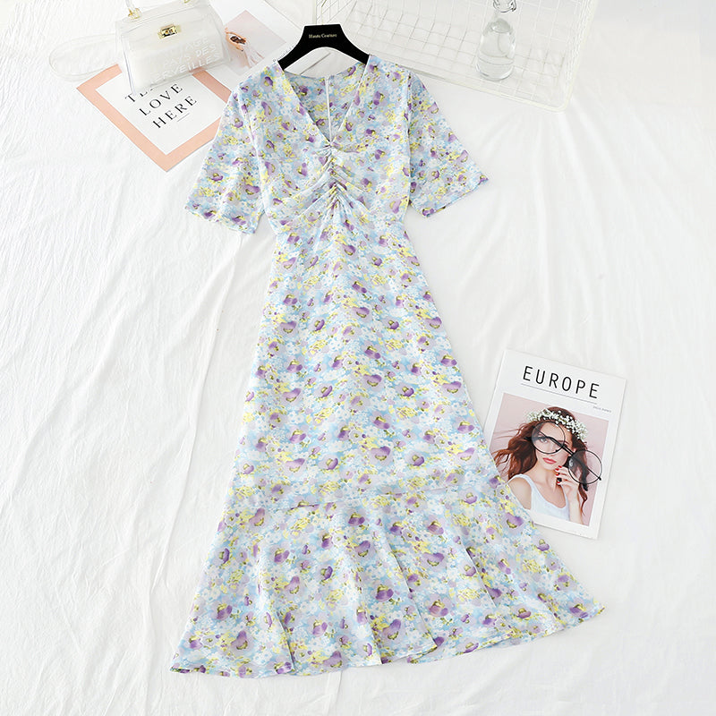 La nouvelle taille est fine. Jupe longue en mousseline de soie, jupe queue de poisson déesse 4612