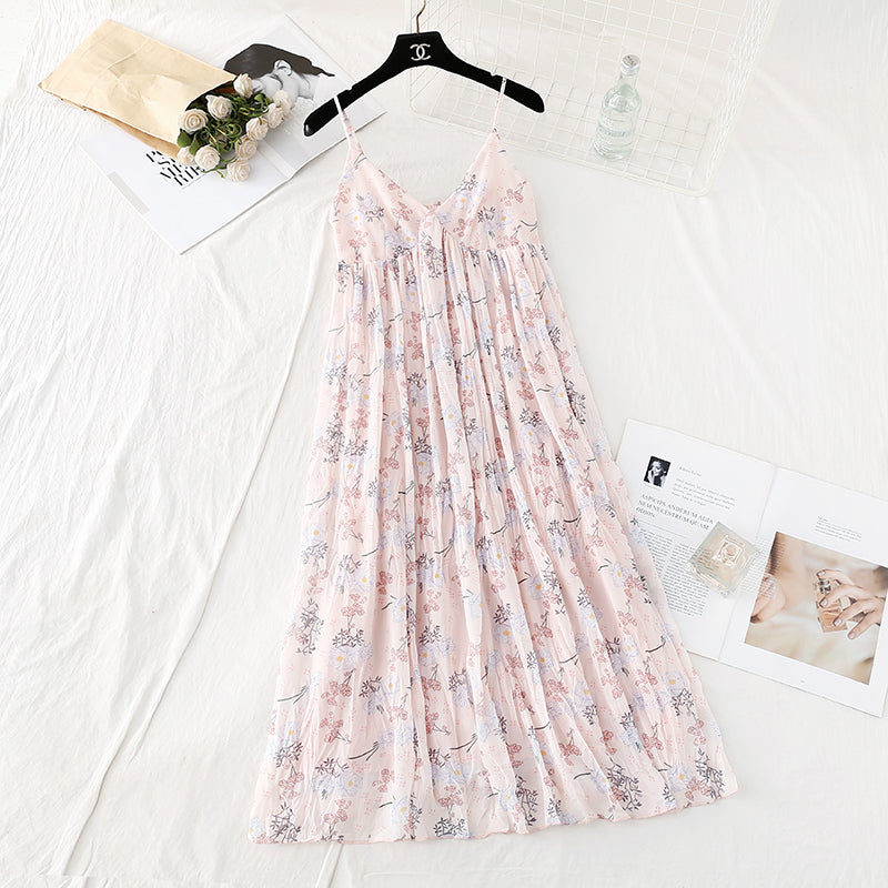 Jupe plissée en mousseline de soie à fleurs, robe française fée super xiansen 4684