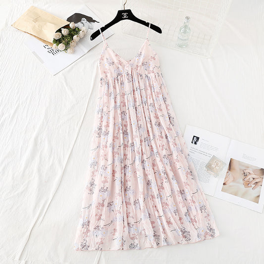 Jupe plissée en mousseline de soie à fleurs, robe française fée super xiansen 4684