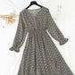 Korean vintage floral dress looks thin with ruffle sleeves  4843