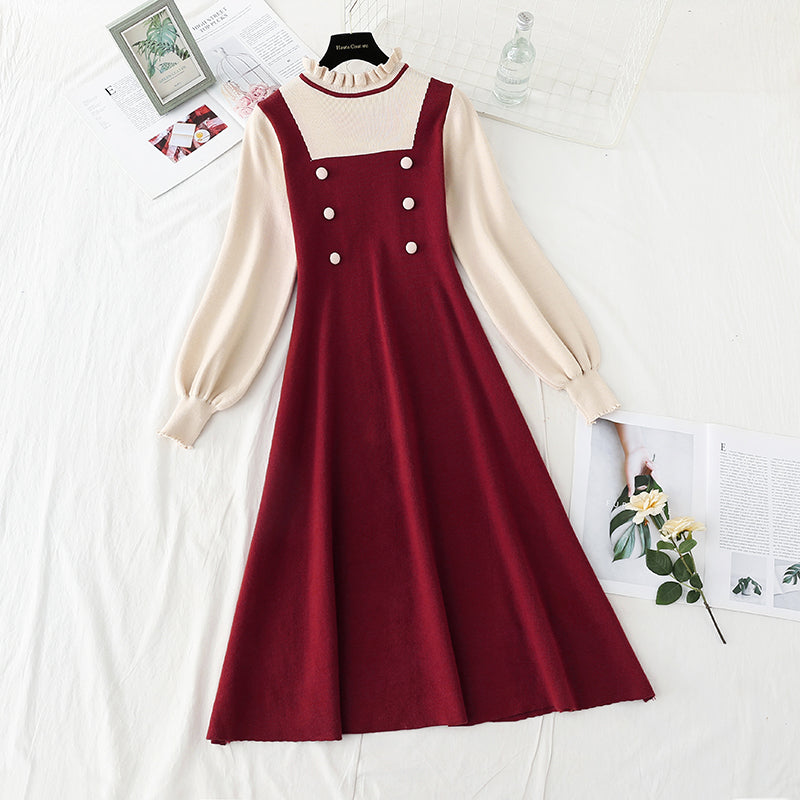 Double breasted fashion dress with slim waist  4782