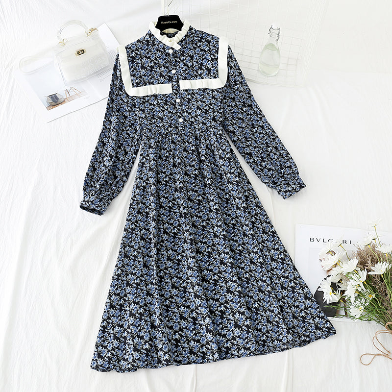 New Mori floral retro French Plush bottomed skirt  4562