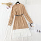 New lace up stitching fake two pleated inner bottom sweater skirt  4755