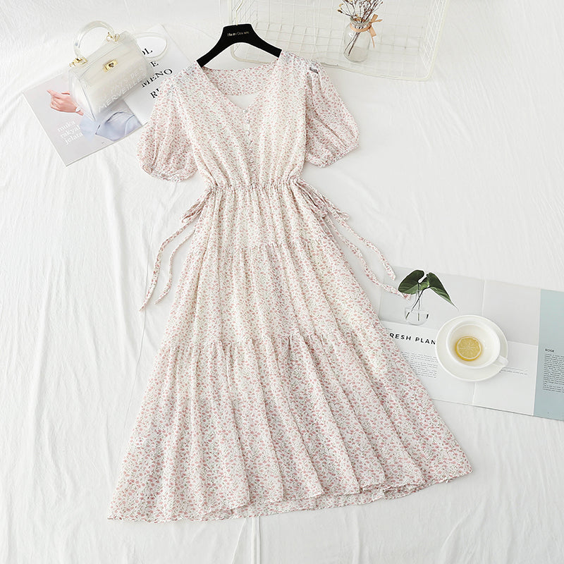 French first love sweet little fresh floral skirt tea break temperament small skirt  4881