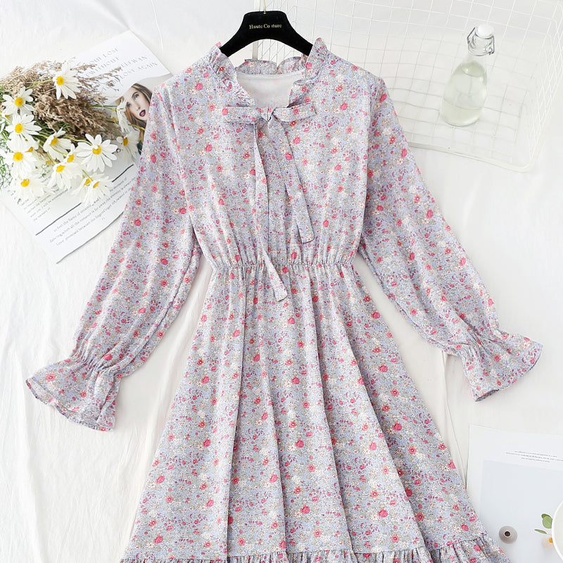 Ruffle edge gentle wind broken flower skirt  4835