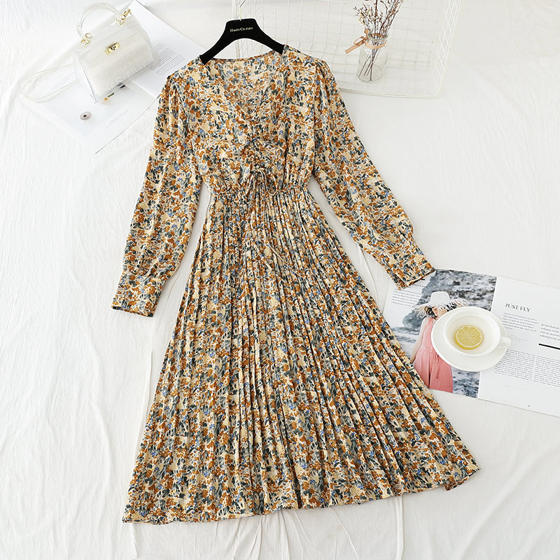 New tea break fairy skirt retro minority Chiffon Dress  4826