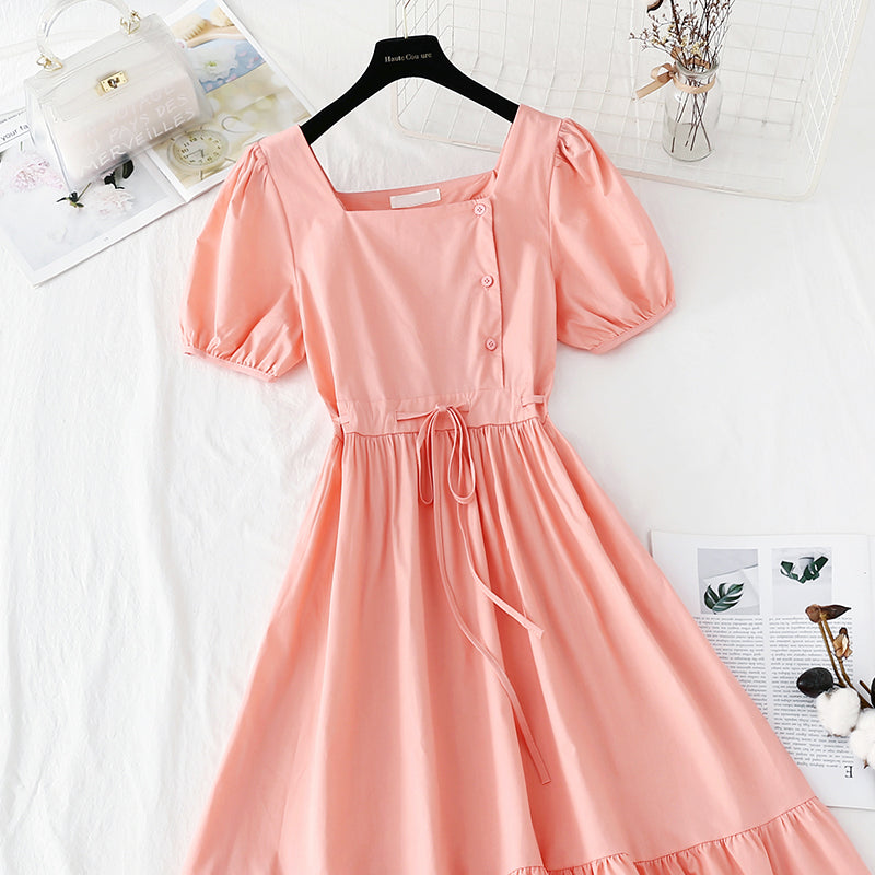 New style bubble sleeve French retro minority temperament fairy skirt  4847