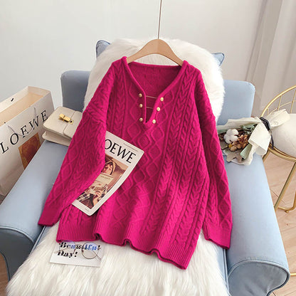 Medium length sweater lazy style sweater top  4960