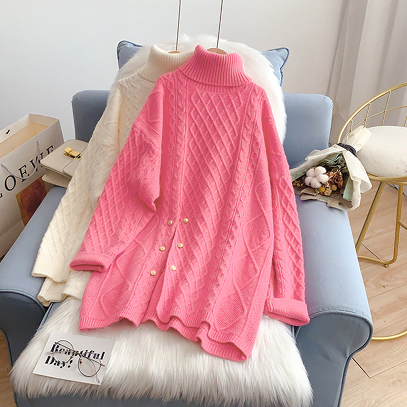 New loose lazy style sweater high neck sweater women  4922