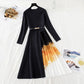 The new waist closing wool dress is over the knee  4769