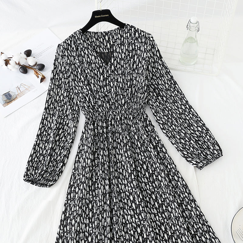 Slim inside with bottomed skirt long sleeve slim Chiffon Skirt  4831