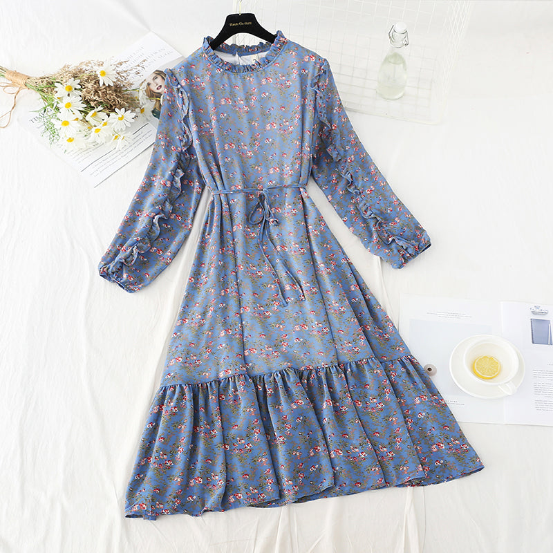 New women's lace up Ruffle Floral Dress  4822