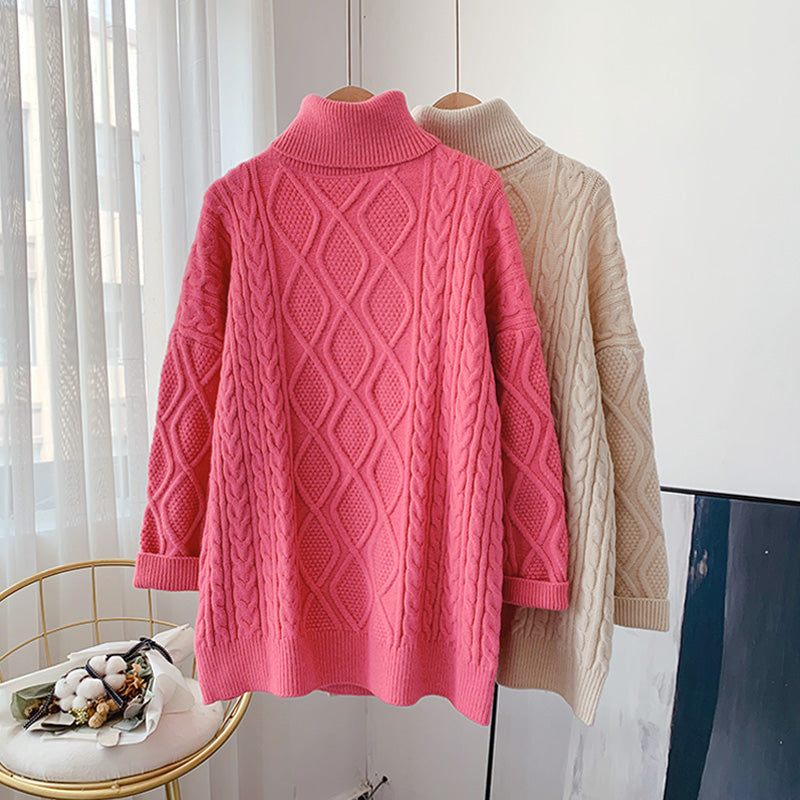 Wear a lazy Korean jacket outside the twist turtleneck sweater  4954