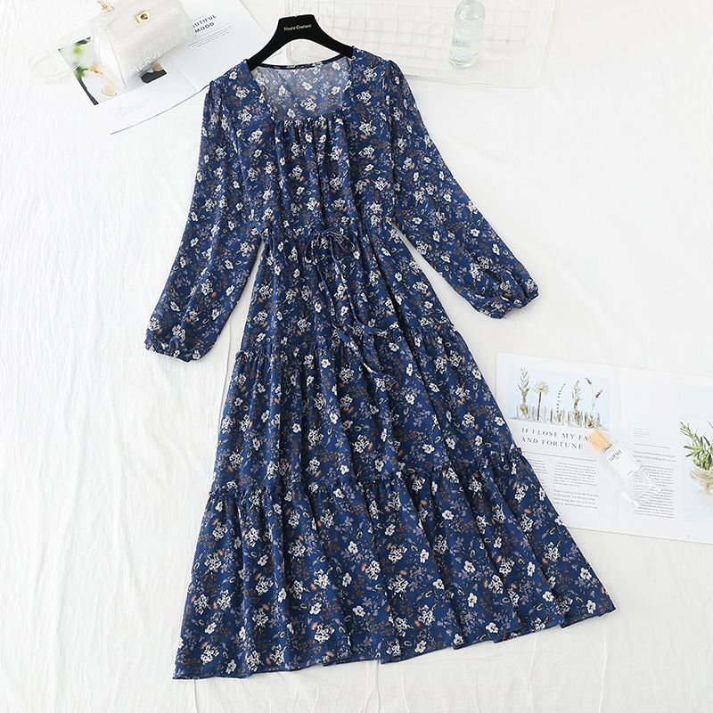 New women's Collar Chiffon Floral Dress  4716
