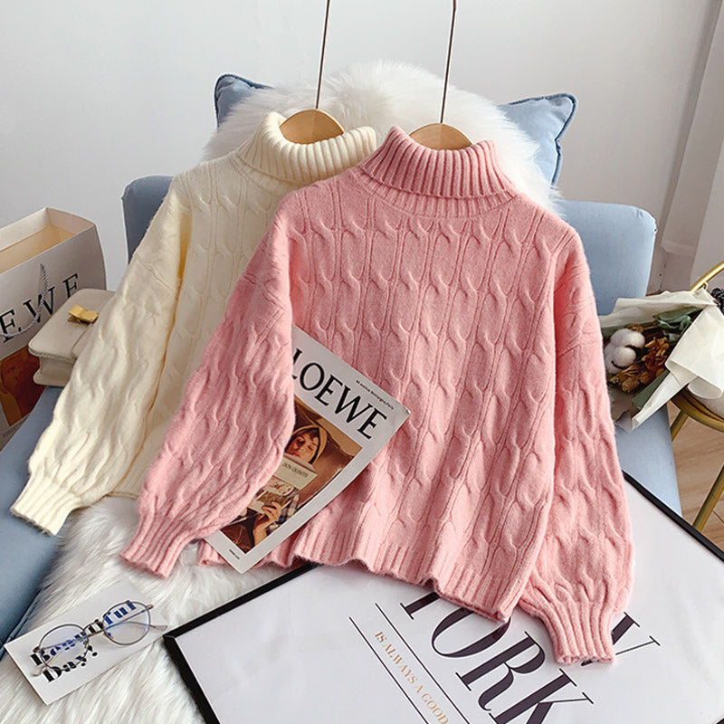 High neck twist sweater versatile bottomed sweater top  4955