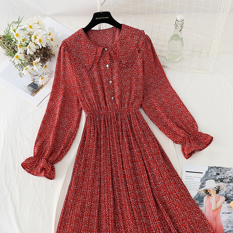 Neuer französischer, altersreduzierender Faltenrock, großer Swingrock, Chiffon, langer Rock 4574