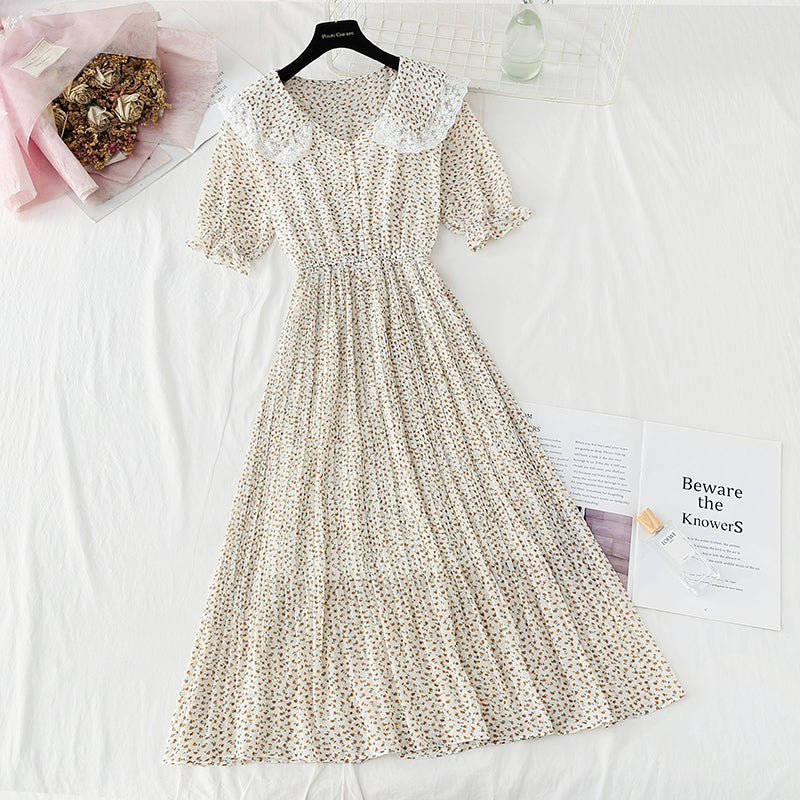 New baby collar Floral Chiffon Skirt French retro fairy skirt  4875