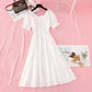 New style goddess of temperament fan lace edge French retro long skirt  4644