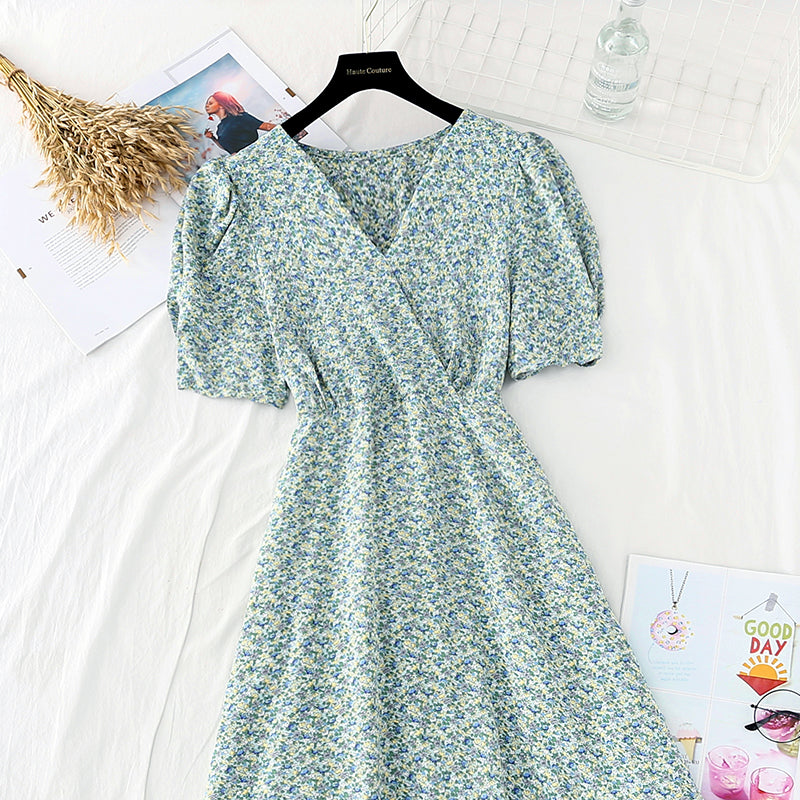 New chiffon skirt, slim waist in summer, French gentle long skirt  4616