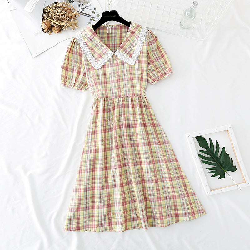 New style bubble sleeve fairy French retro sweet first love long skirt  4600