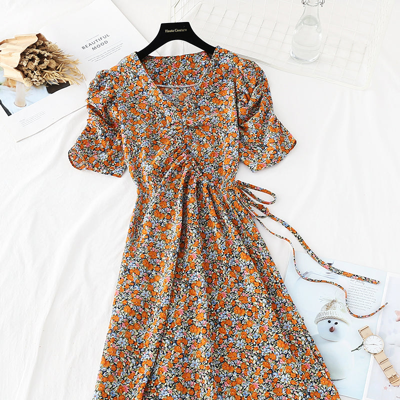 New gentle wind, slim waist, French Vintage Chiffon Skirt  4599