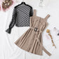 Suspender dress + Polka Dot mesh bottomed shirt set female  4710