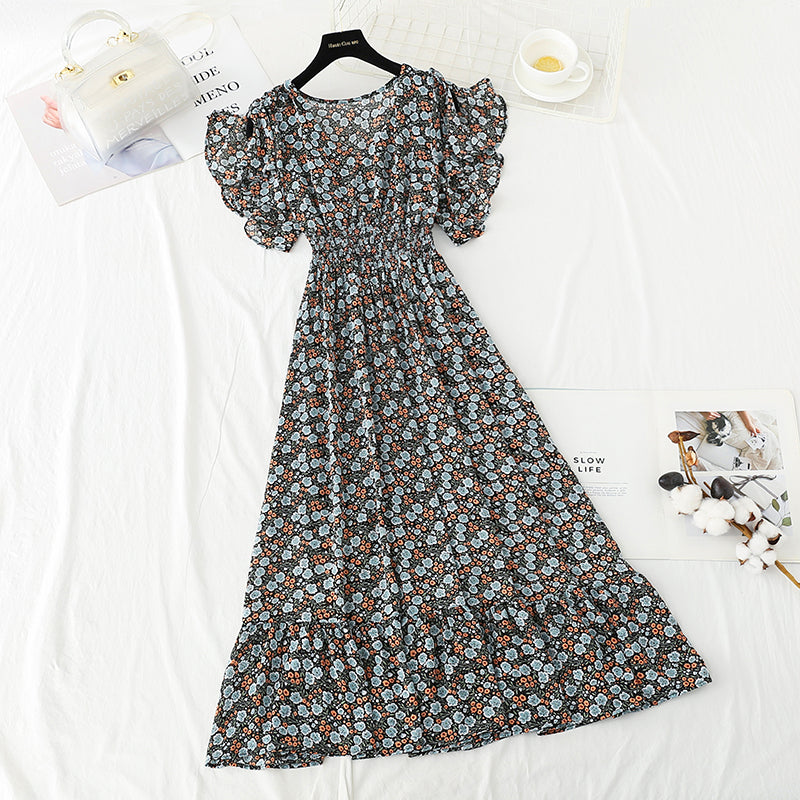 Slim lace up A-line skirt women's dress super sweet  4886