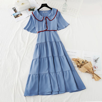 The new waist is slim, gentle and wind fake two-piece skirt  4652