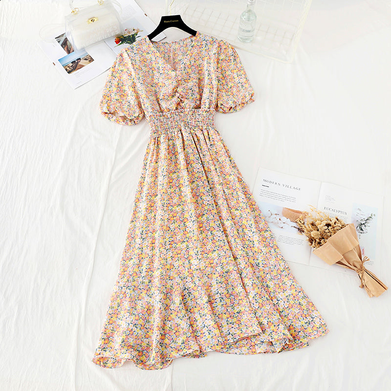 The new waist is slim, gentle, French retro skirt  4656