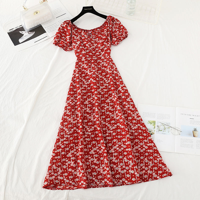 Neuer Stil mit Blasenärmeln, französischer Retro-Taillenverschluss, schmaler Rock 4667