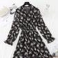 New female V Neck elastic waist Floral Dress Chiffon Skirt  4813