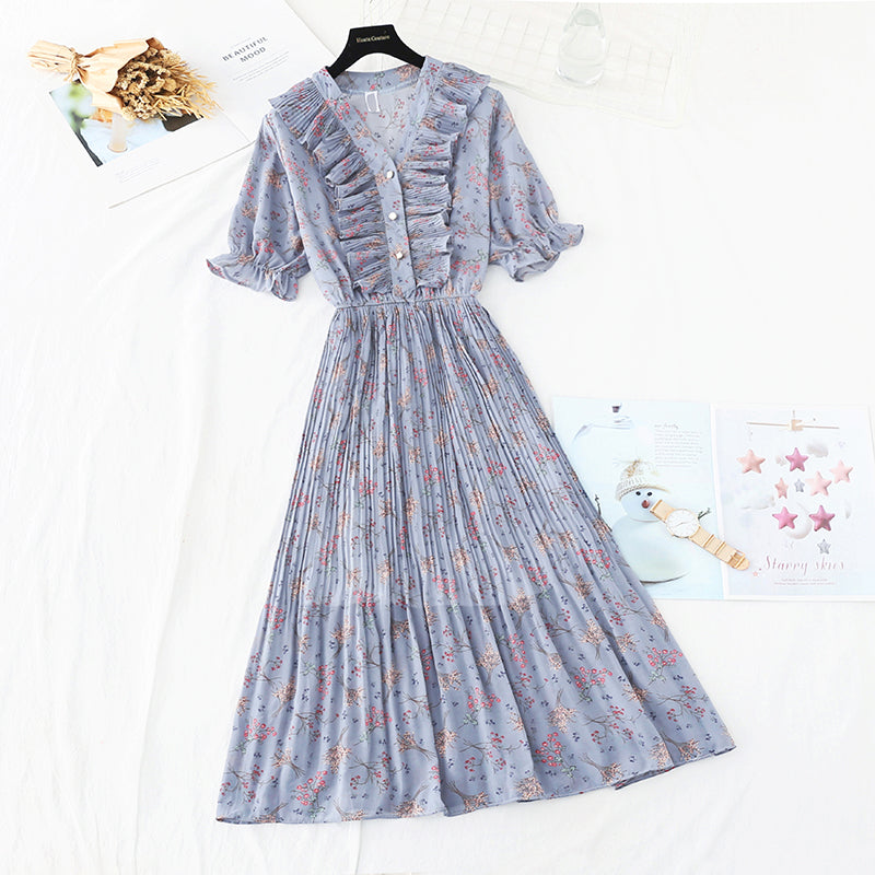 Neuer französischer Retro-Chiffonrock mit sanftem Wind und hoher Taille, dünner, bauchbedeckter Rock 4605