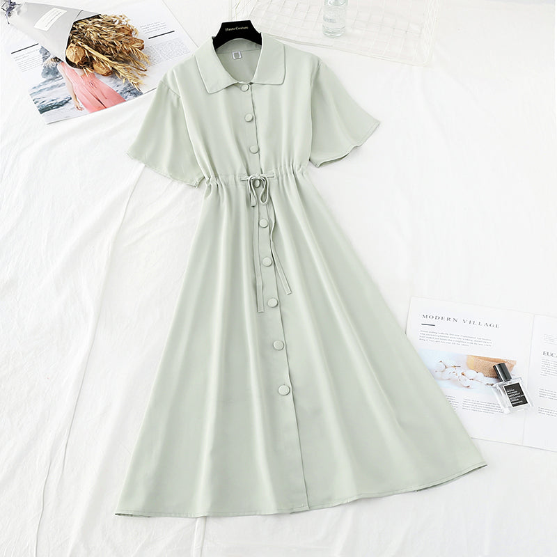Light mature wind and snow spun dress is slim at the waist  4685