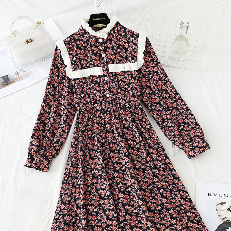 New Mori floral retro French Plush bottomed skirt  4562