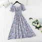 New gentle wind floral dress French Chiffon tea break skirt  4863