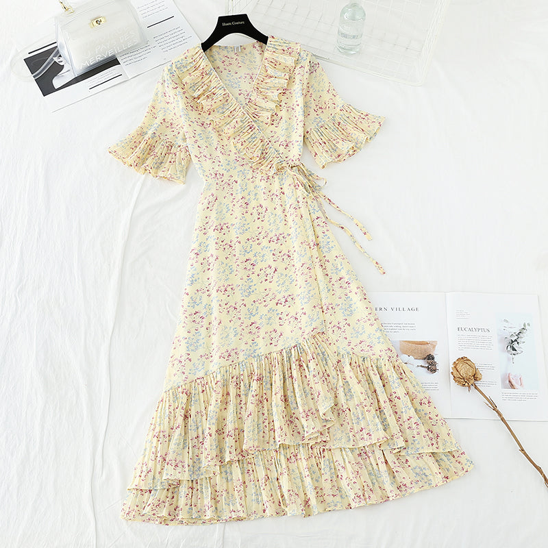 Der neue einteilige Rüschenrock zeigt dünnes Temperament, indem er die Taille schließt 4662